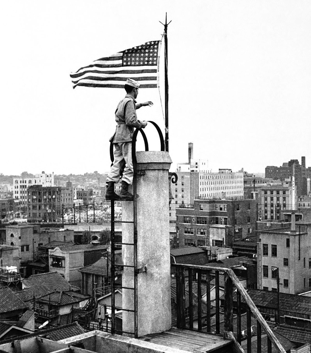 Bud Stapleton 11th Airborne Division first American flag over Tokyo Japan