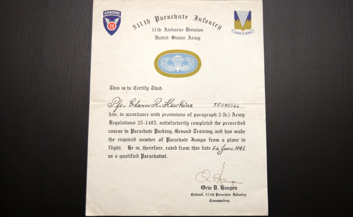 Jump Certificate 511th PIR Orin Haugen Camp Toccoa Fort Benning