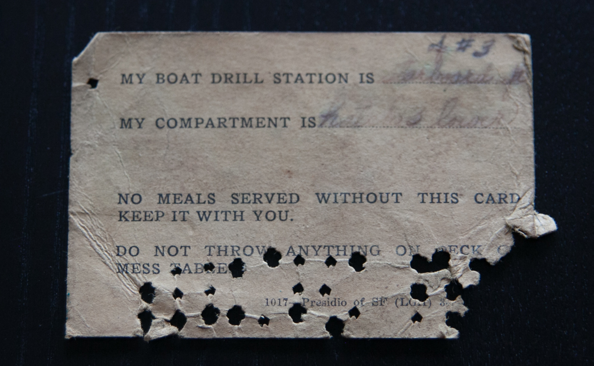 SS Sea Pike rations card 511th Parachute Infantry